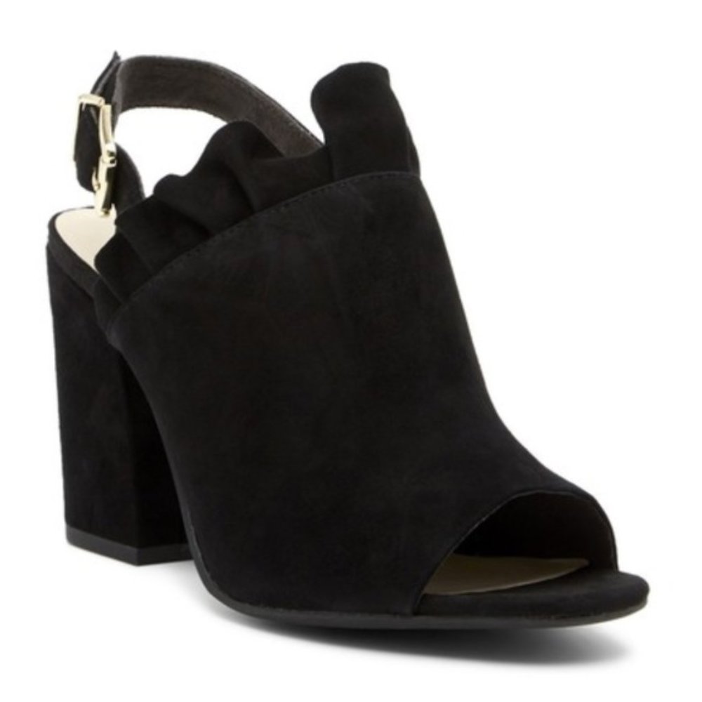Seychelles Sightseeing PeepToe Ruffle Suede Sandal